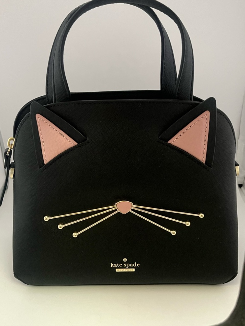 kate spade Black Satchel with Pink Ear and Nose Accents